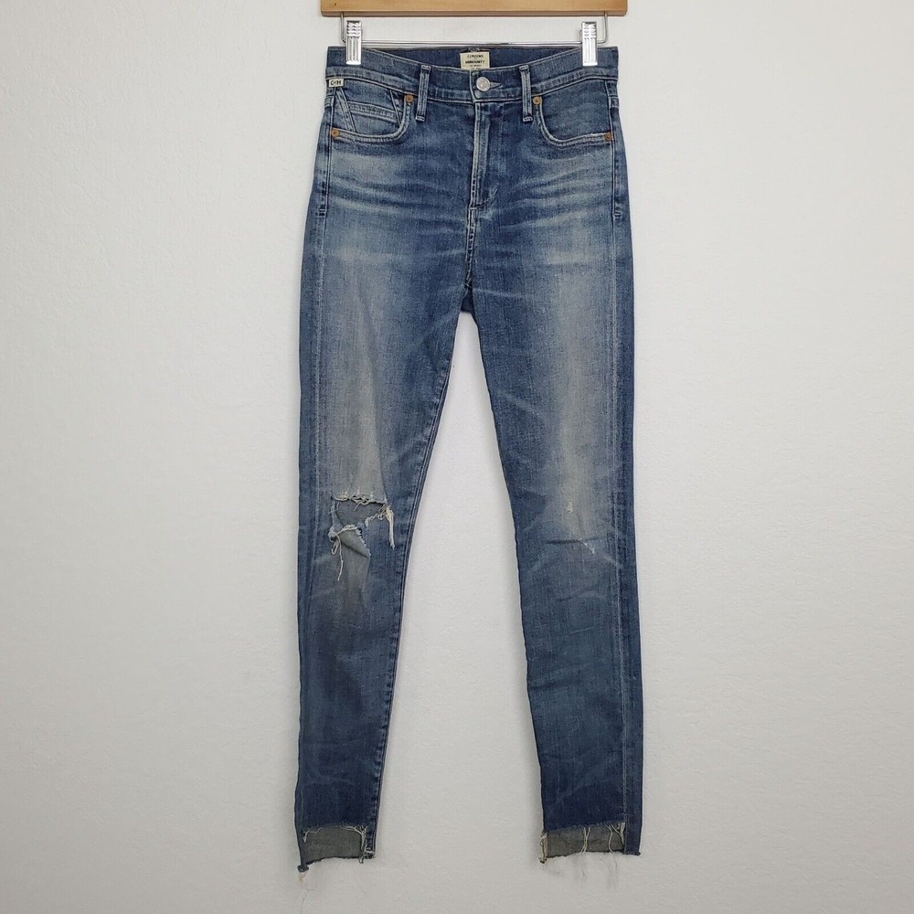 Citizens‎ of Humanity Womens Rocket High Rise Skinny Jeans Size 25 Raw Hem